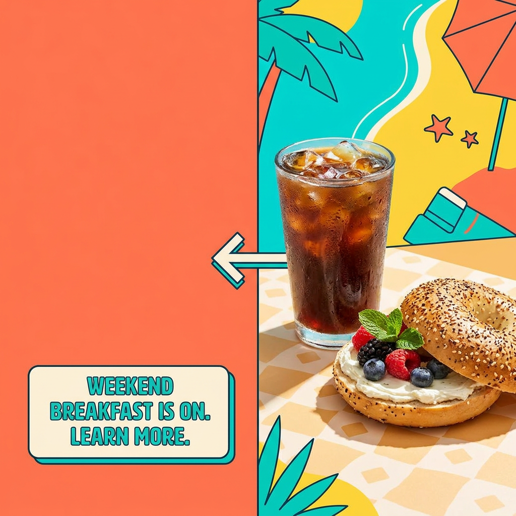 Illustrated weekend breakfast promotional graphic